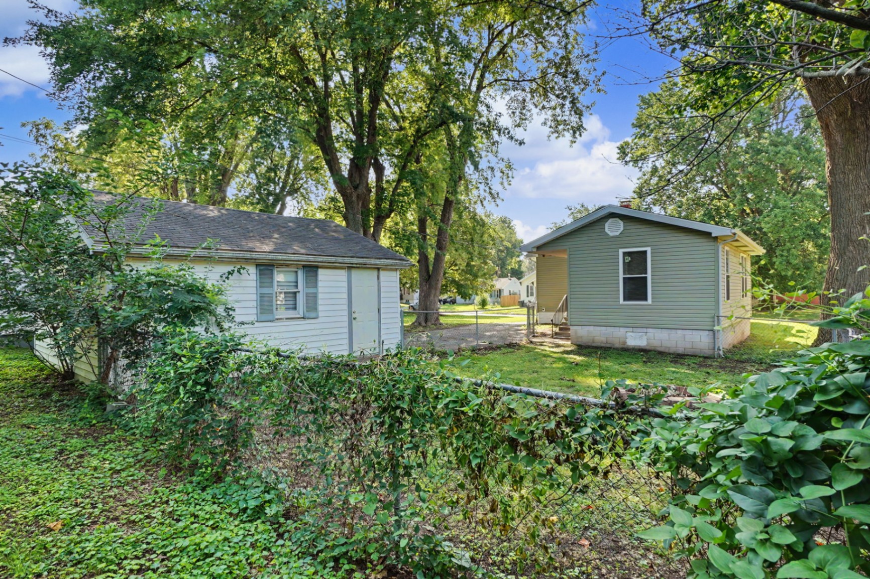 Belleville home, exterior view from rear lot